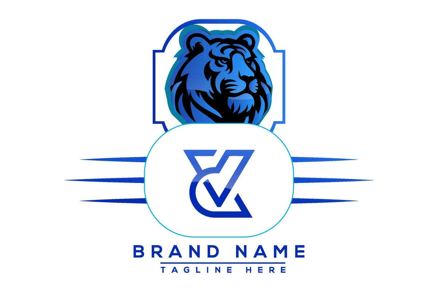 Tiger CV Blue logo Design. Vector logo design for business.