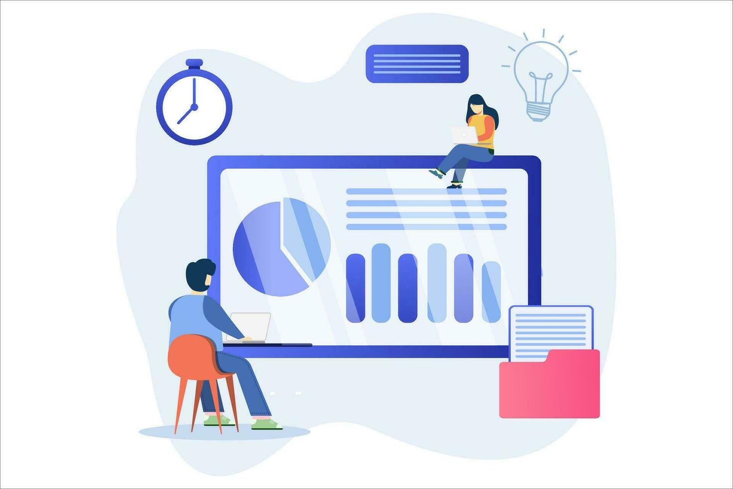 Task Manager flat design. Effective time management, save time, teamwork, planning training activities, organization, working time. vector