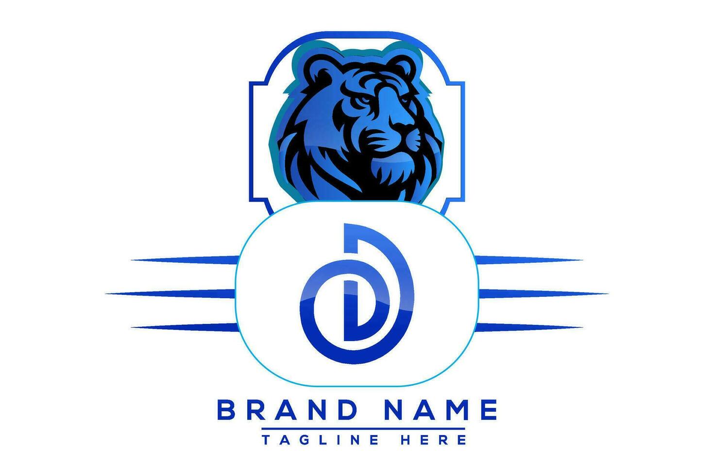 Tiger DD Blue logo Design. Vector logo design for business.