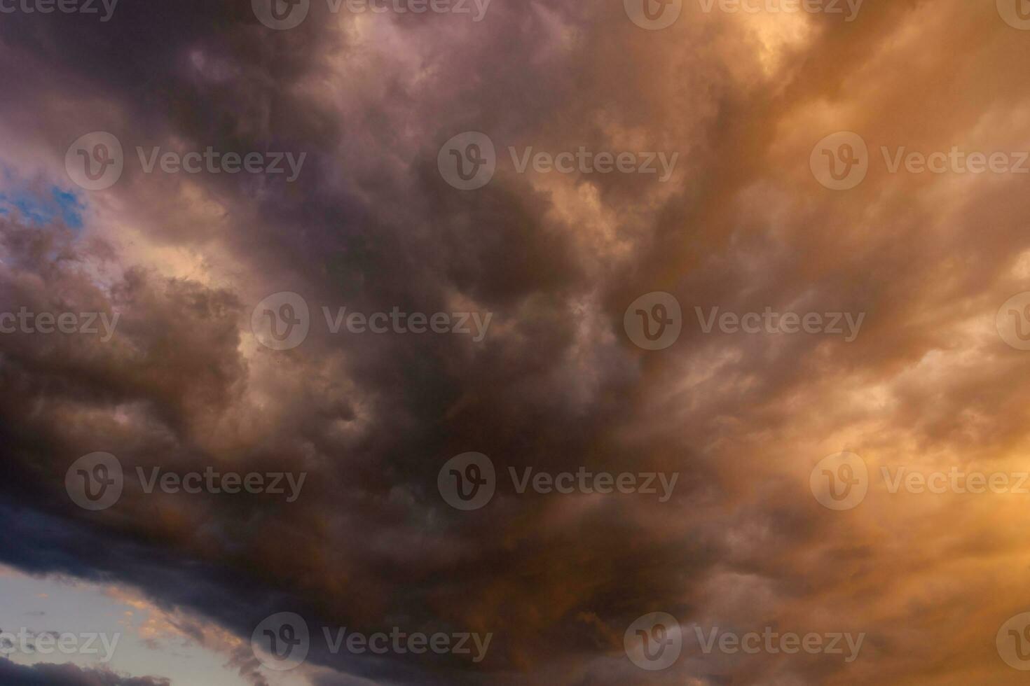 Cloudscape view. Dramatic clouds at sunset. photo
