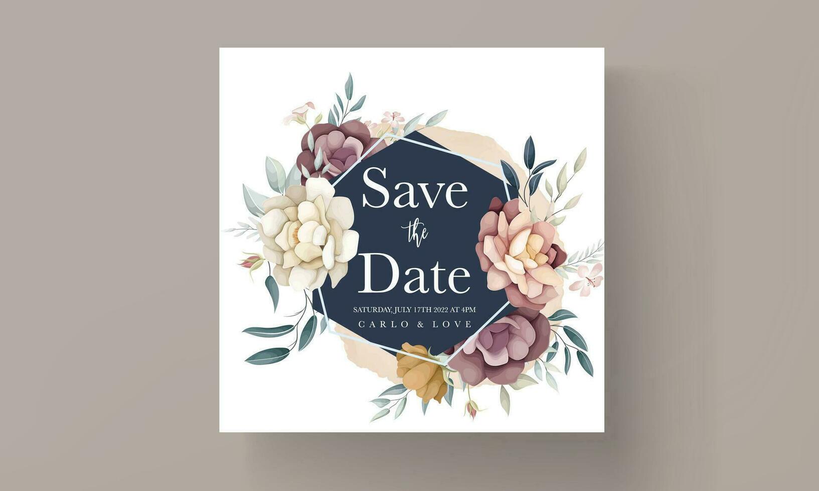 beautiful hand drawn botanical flower invitation card template vector