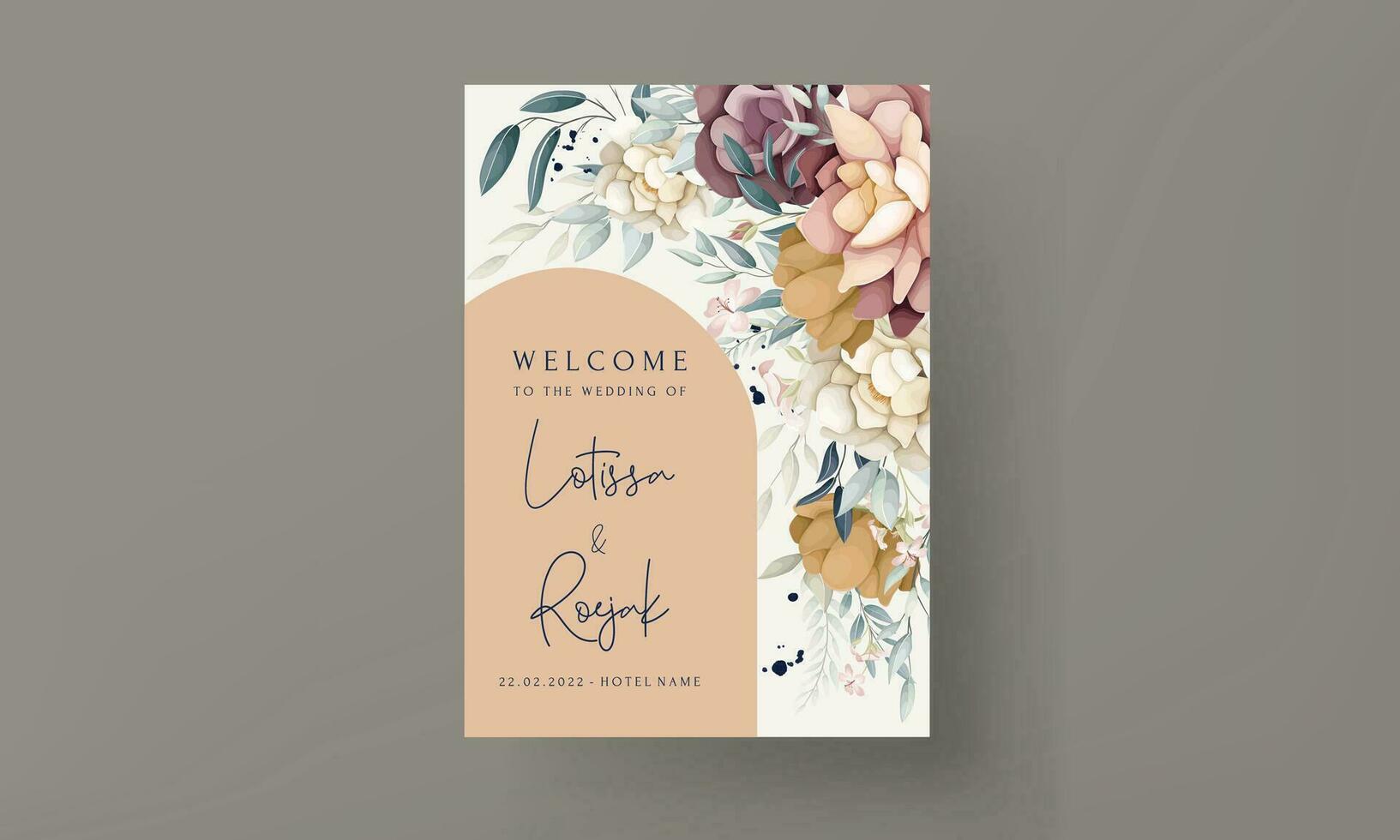 beautiful hand drawn botanical flower invitation card template vector