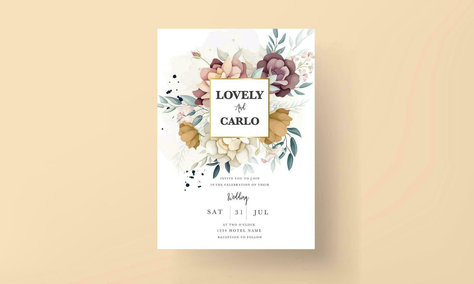 beautiful hand drawn botanical flower invitation card template vector