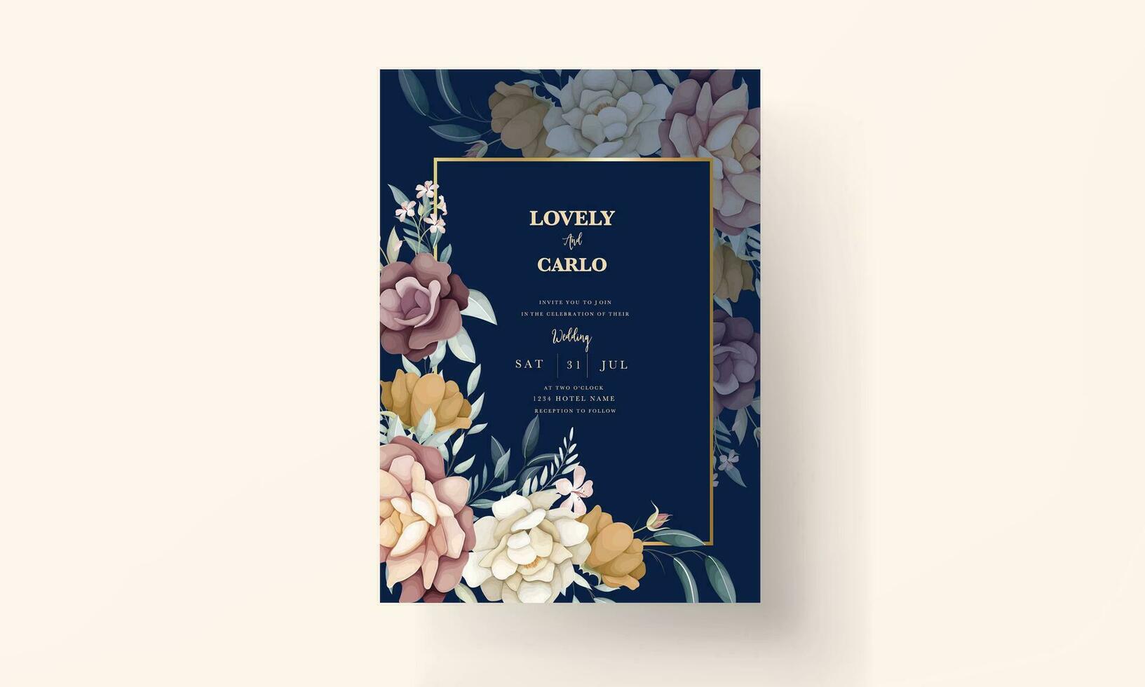 beautiful hand drawn botanical flower invitation card template vector