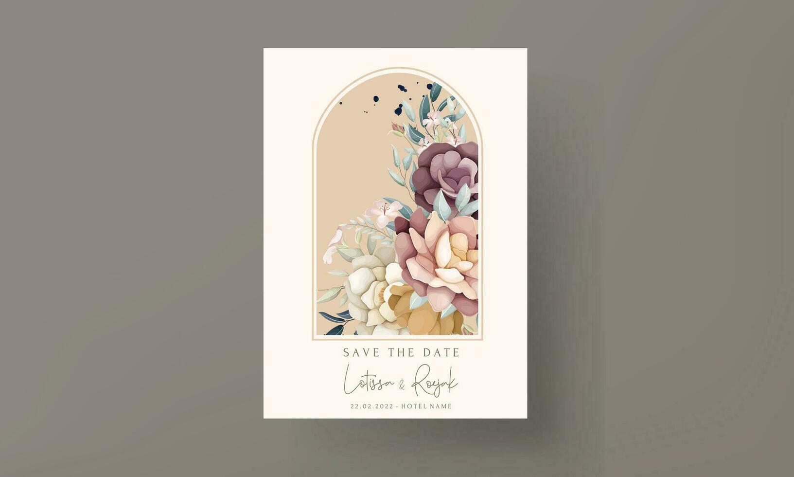 beautiful hand drawn botanical flower invitation card template vector