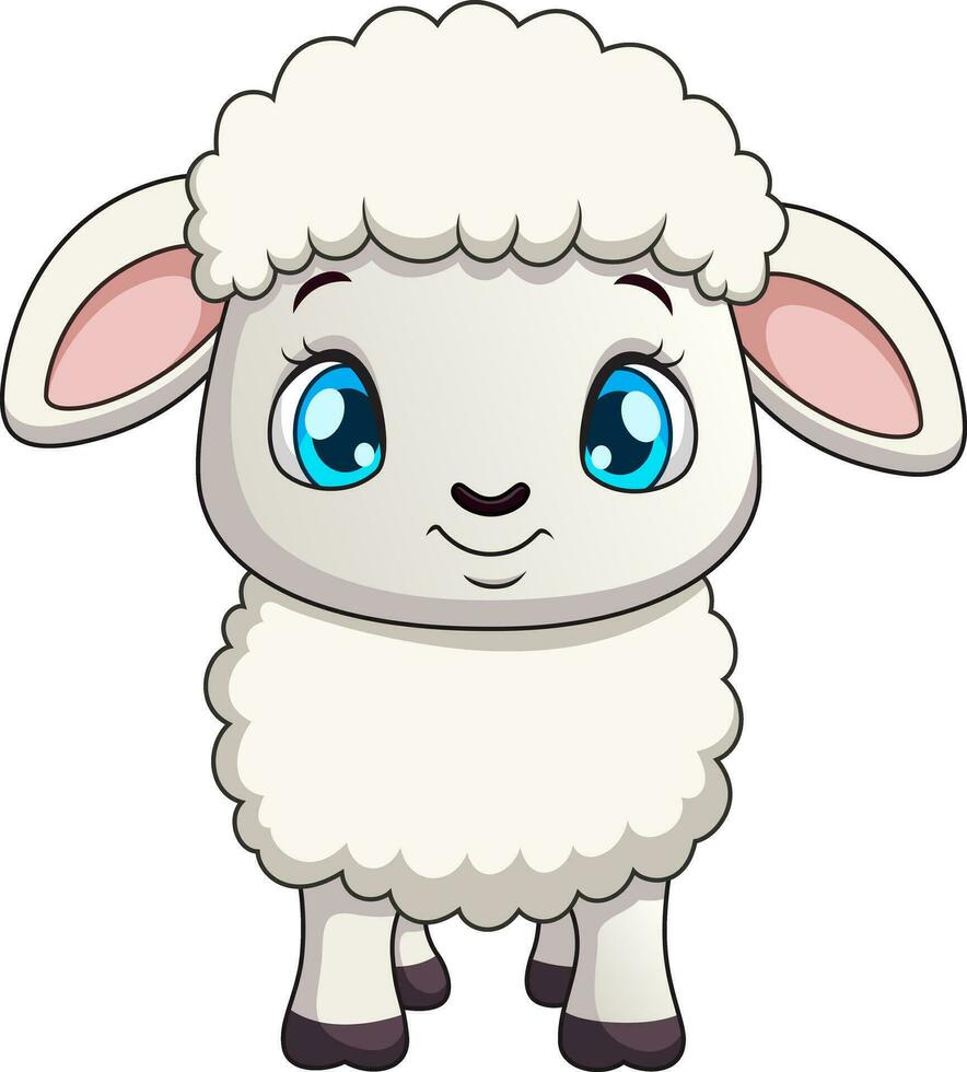 linda y adorable dibujos animados ilustración de un oveja vector