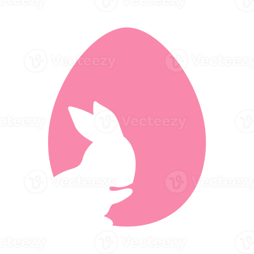 Rabbit silhouette on Easter egg background greeting card decorative elements png
