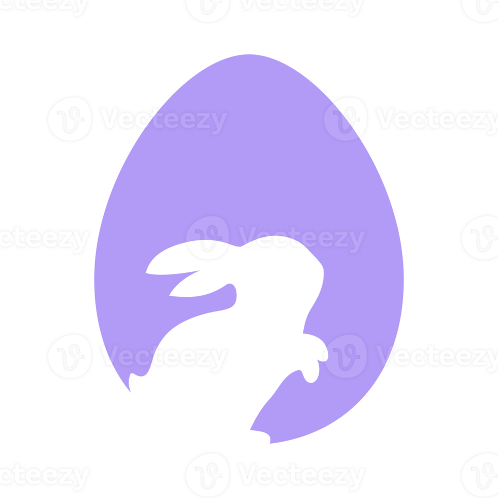 Rabbit silhouette on Easter egg background greeting card decorative elements png