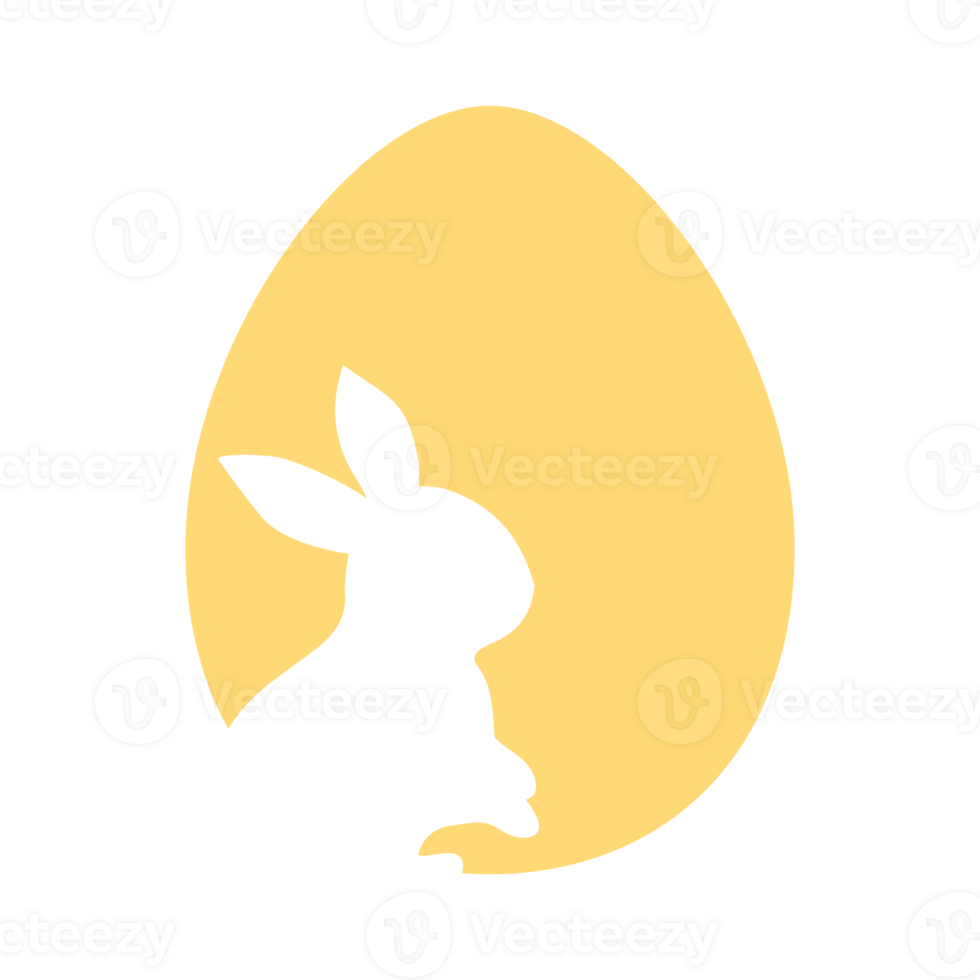 Rabbit silhouette on Easter egg background greeting card decorative elements png