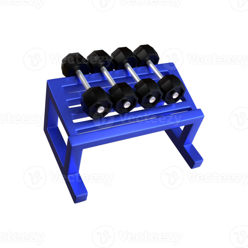 3d rendering of gym fitness barbells lined up png