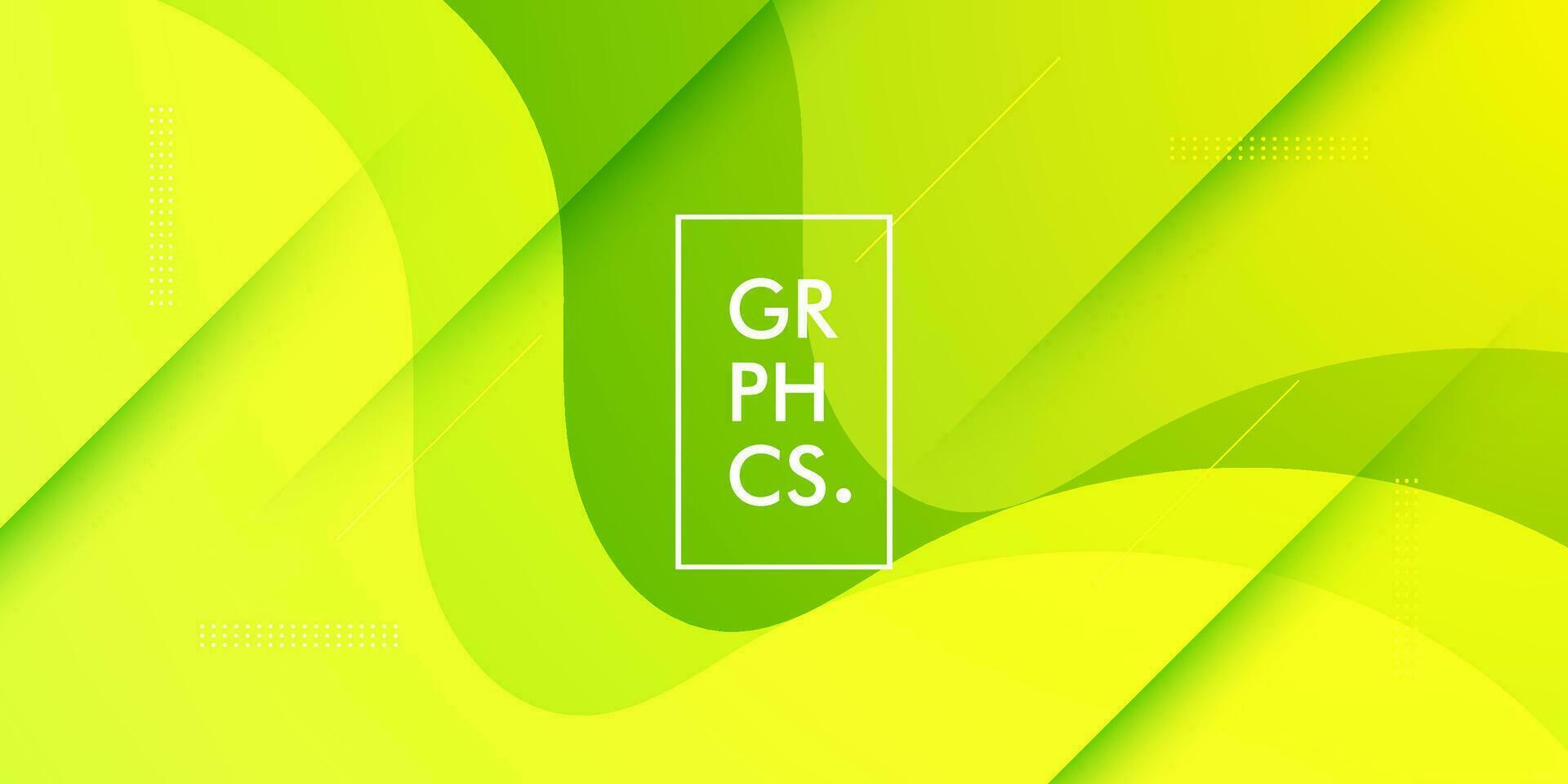 Bright green wave background with simple fluid shape and lines pattern. Colorful simple green design. Simple geometric shapes concept. Eps10 vector