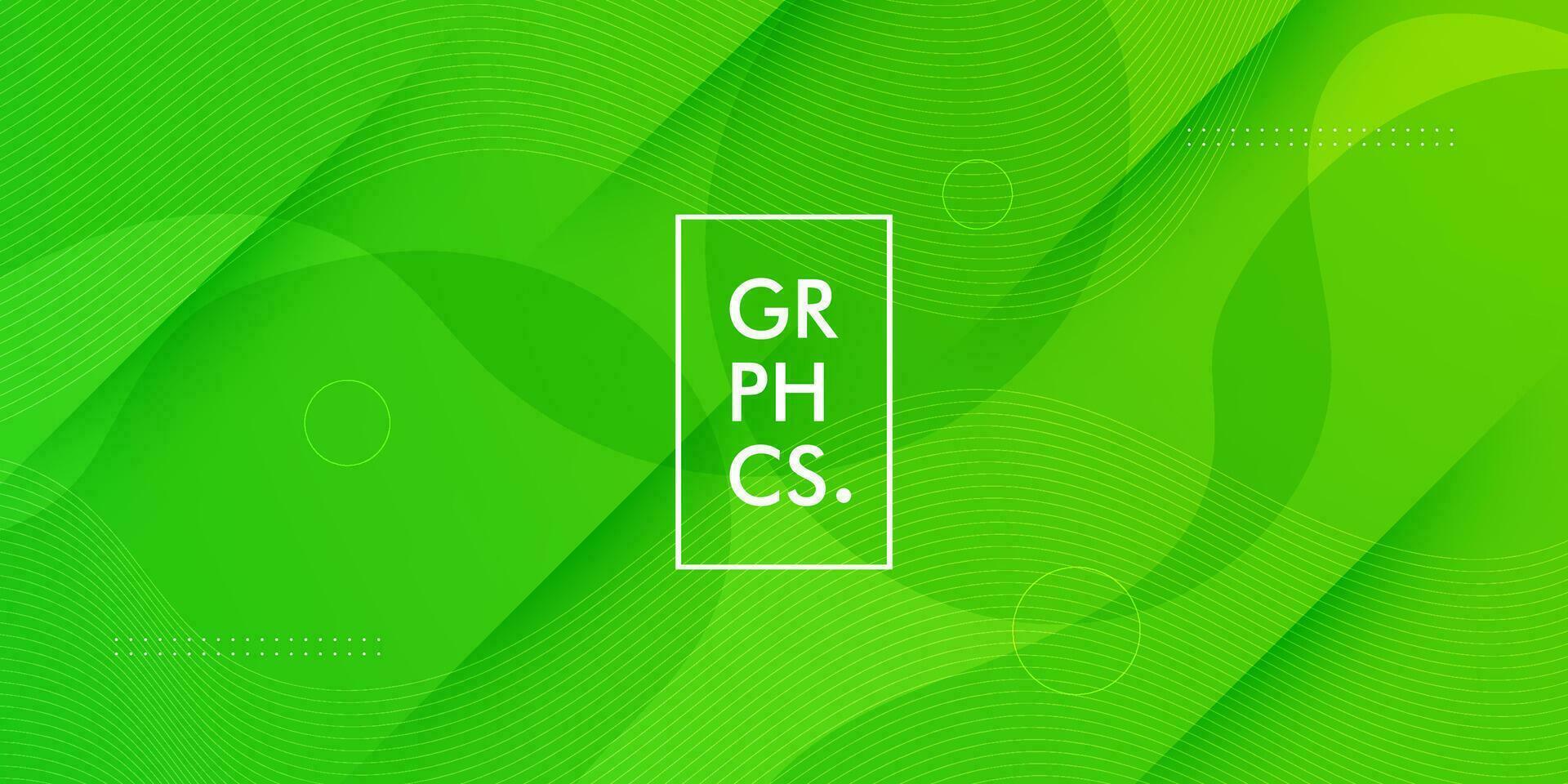 Colorful green wave background with simple shape and lines pattern. Bright simple green design. Simple geometric shapes concept. Eps10 vector