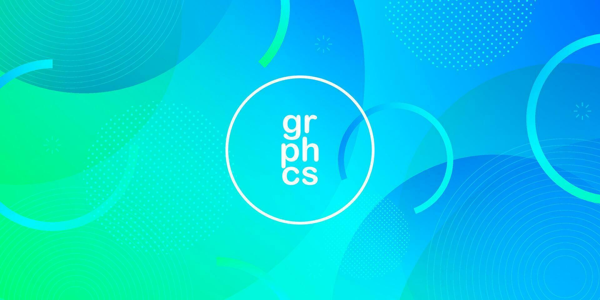Abstract 3d bright blue and green gradient illustration background with simple circle shape pattern. Cool design. Eps10 vector