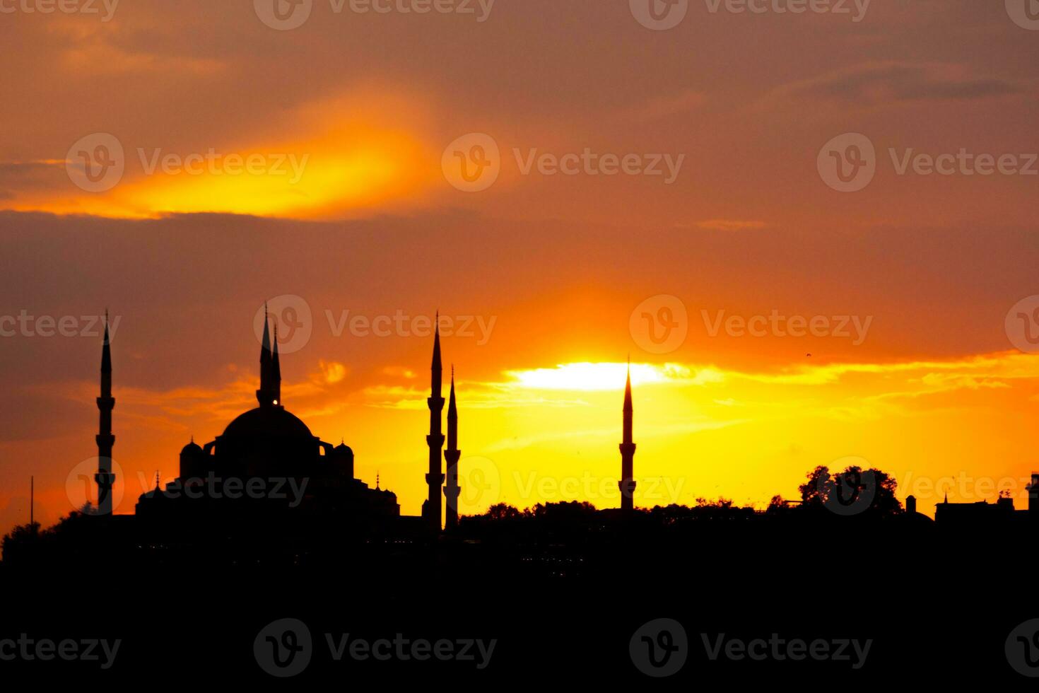 Ramadan or islamic concept photo. Silhouette of Blue Mosque or Sultanahmet photo