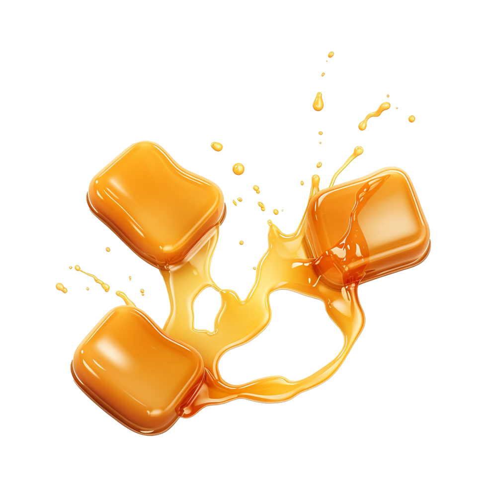 AI generated Caramel candies isolated on transparent background png