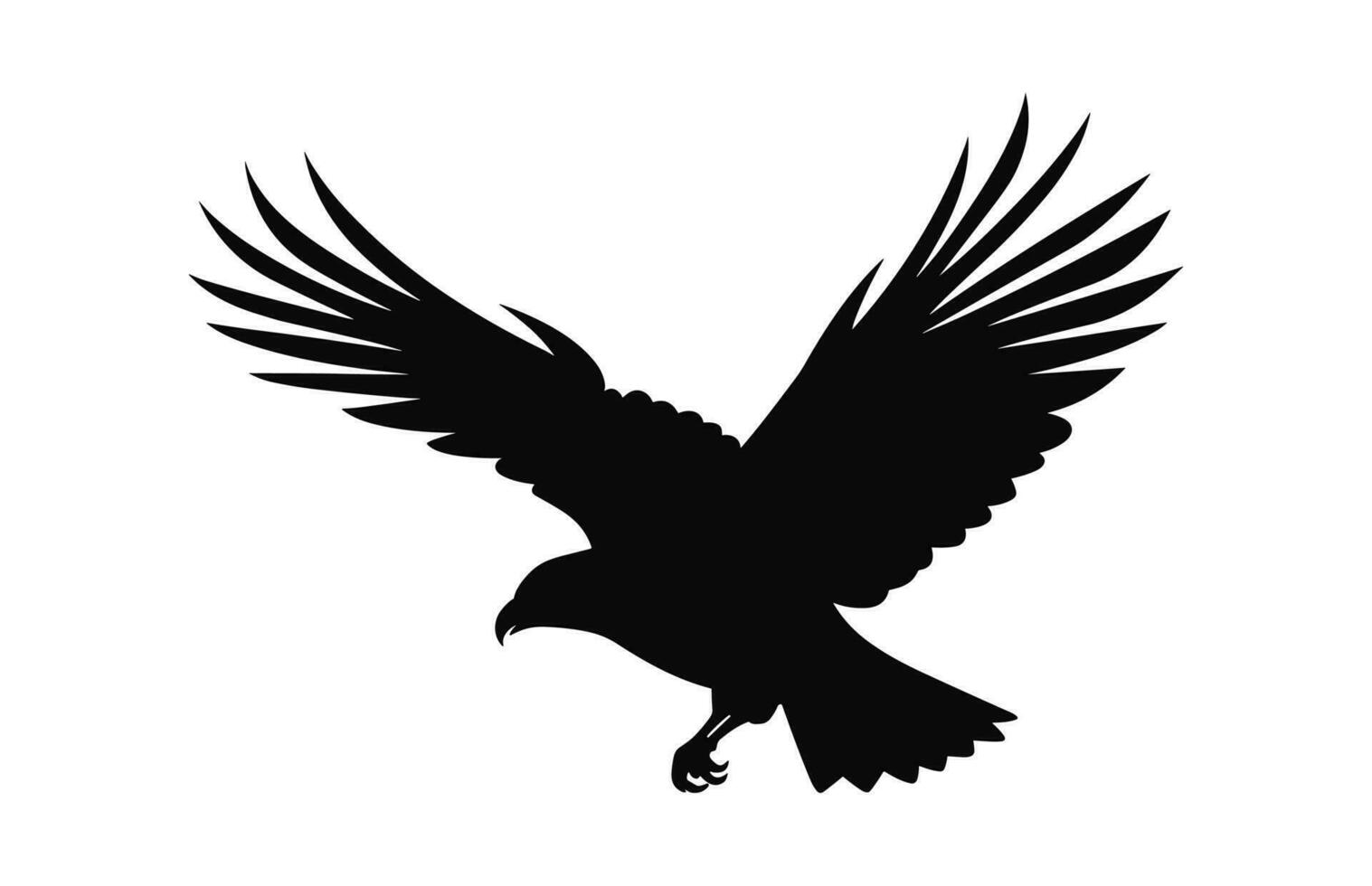A Flying Hawk Bird Black Silhouette icon isolated on a white background