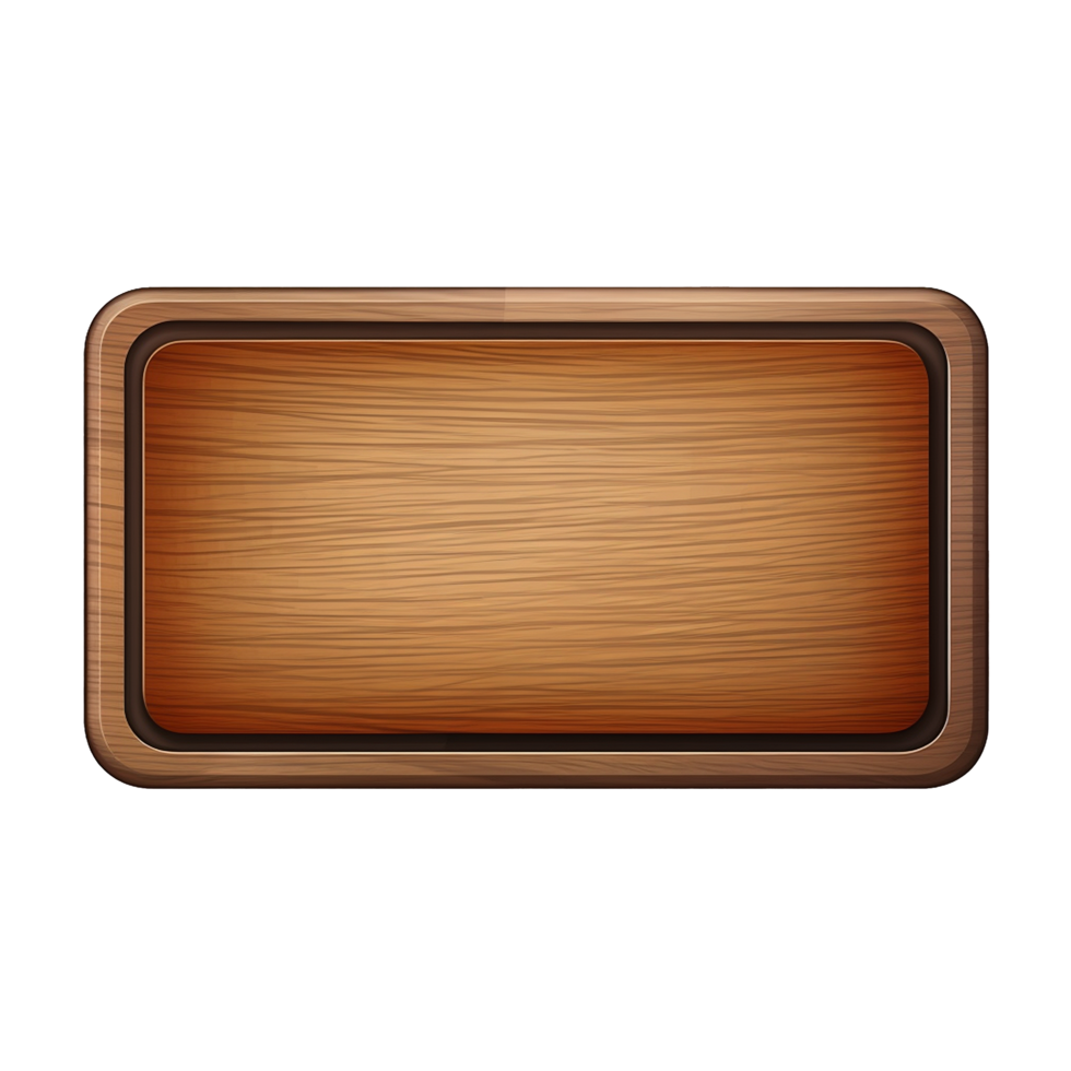 AI generated Rectangle button with wooden texture png isolated on transparent background