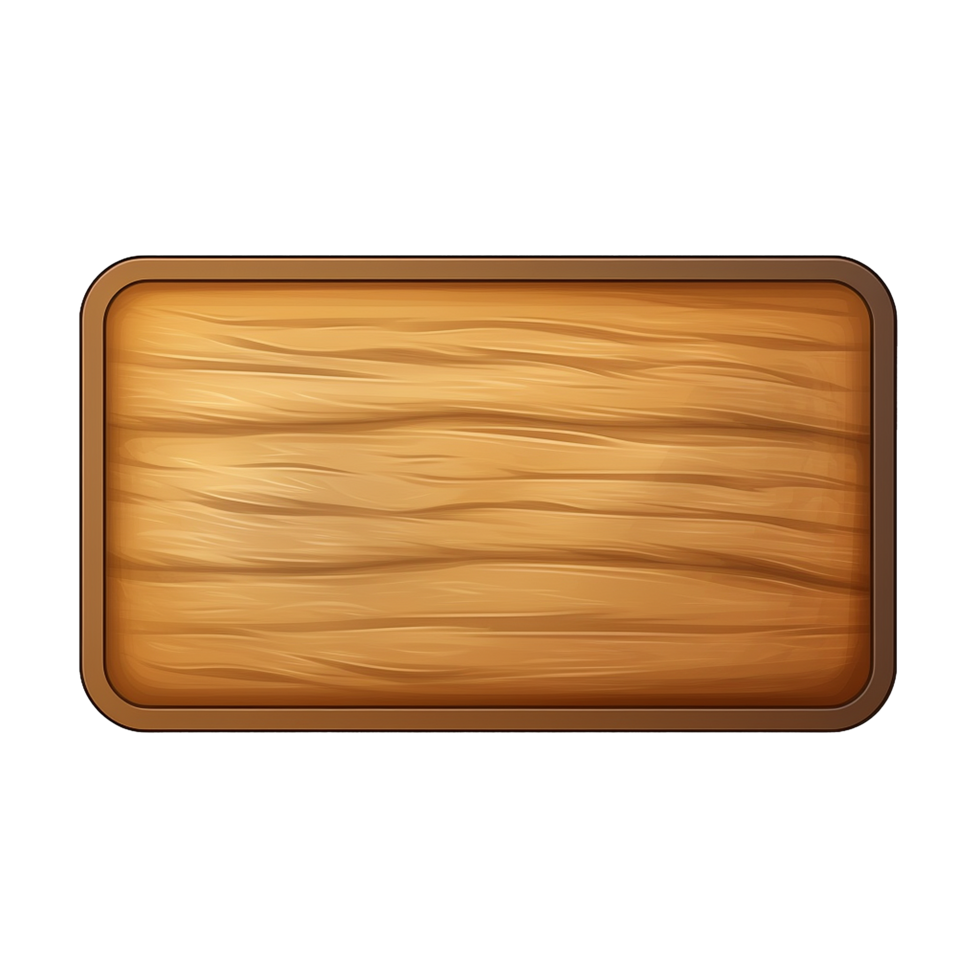 AI generated Rectangle button with wooden texture png isolated on transparent background
