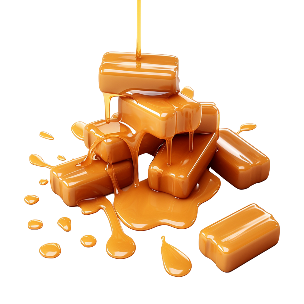 AI generated Caramel candies isolated on transparent background png