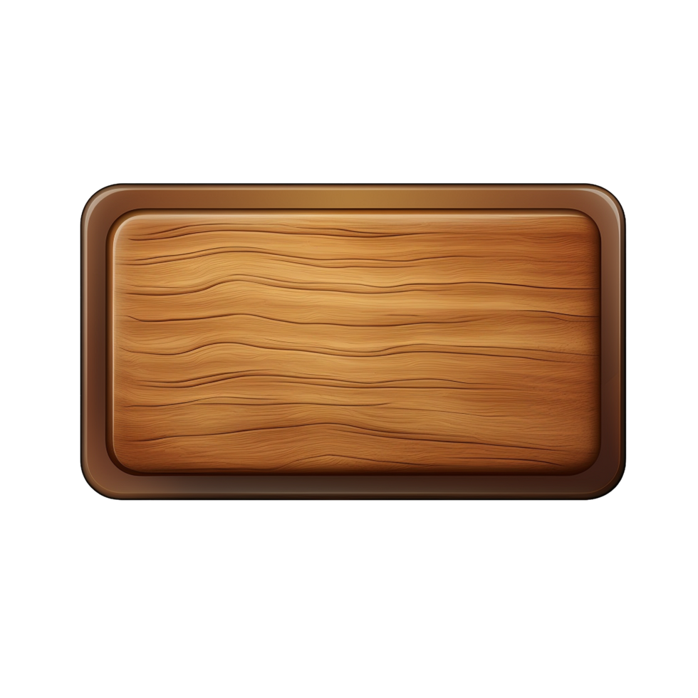 AI generated Rectangle button with wooden texture png isolated on transparent background