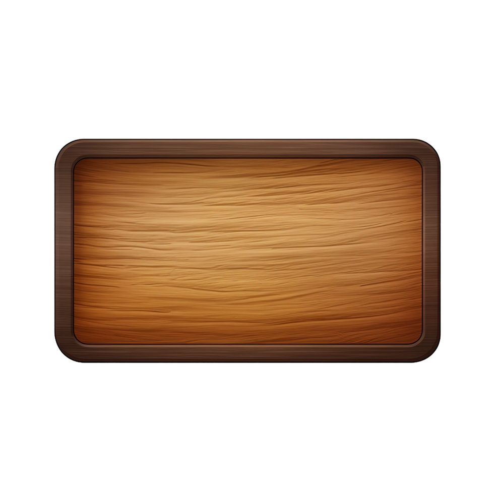 AI generated Rectangle button with wooden texture png isolated on transparent background