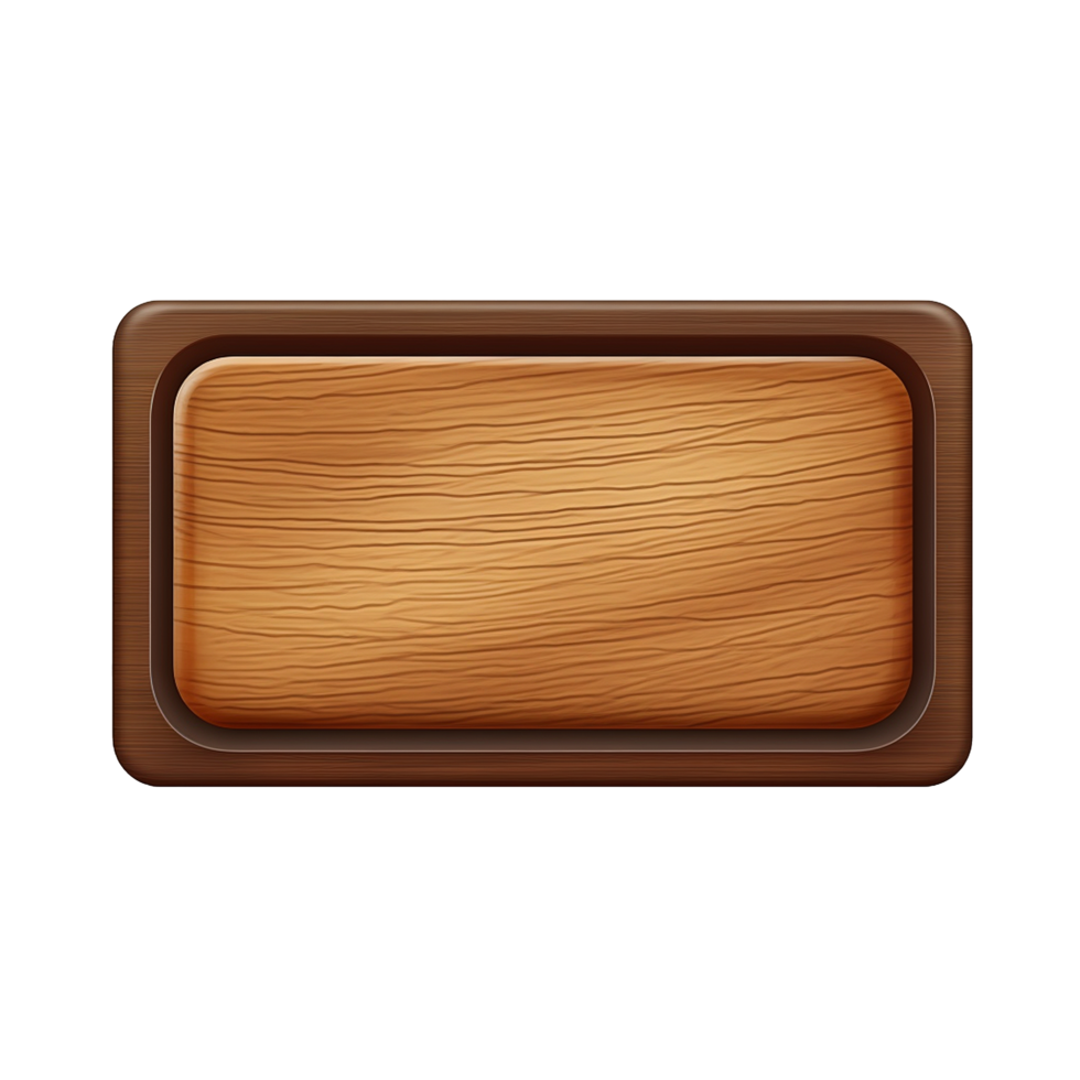 AI generated Rectangle button with wooden texture png isolated on transparent background