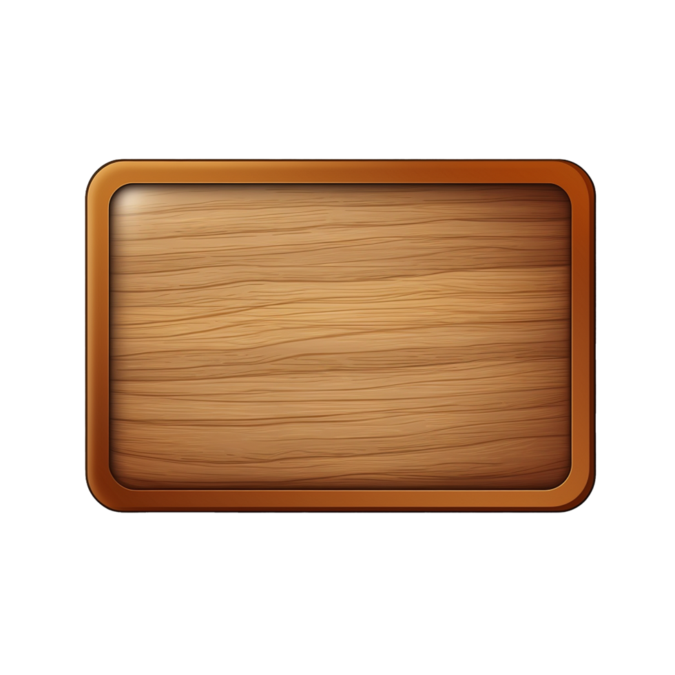 AI generated Rectangle button with wooden texture png isolated on transparent background