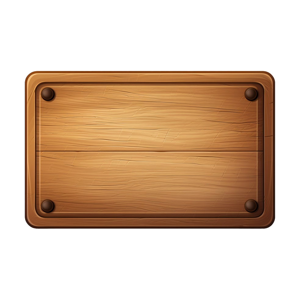 AI generated Rectangle button with wooden texture png isolated on transparent background