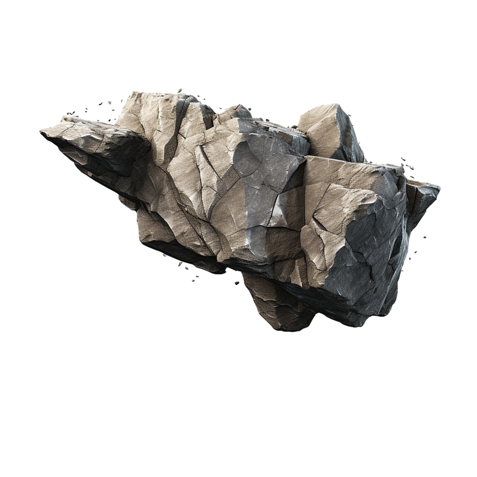 AI generated Flying flat surface stone png isolated on transparent background