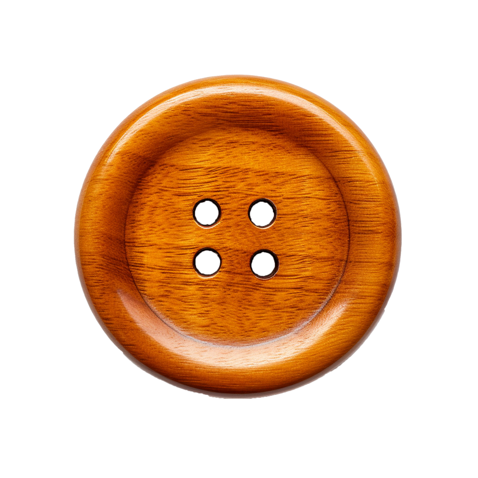 AI generated Round wooden button png isolated on transparent background