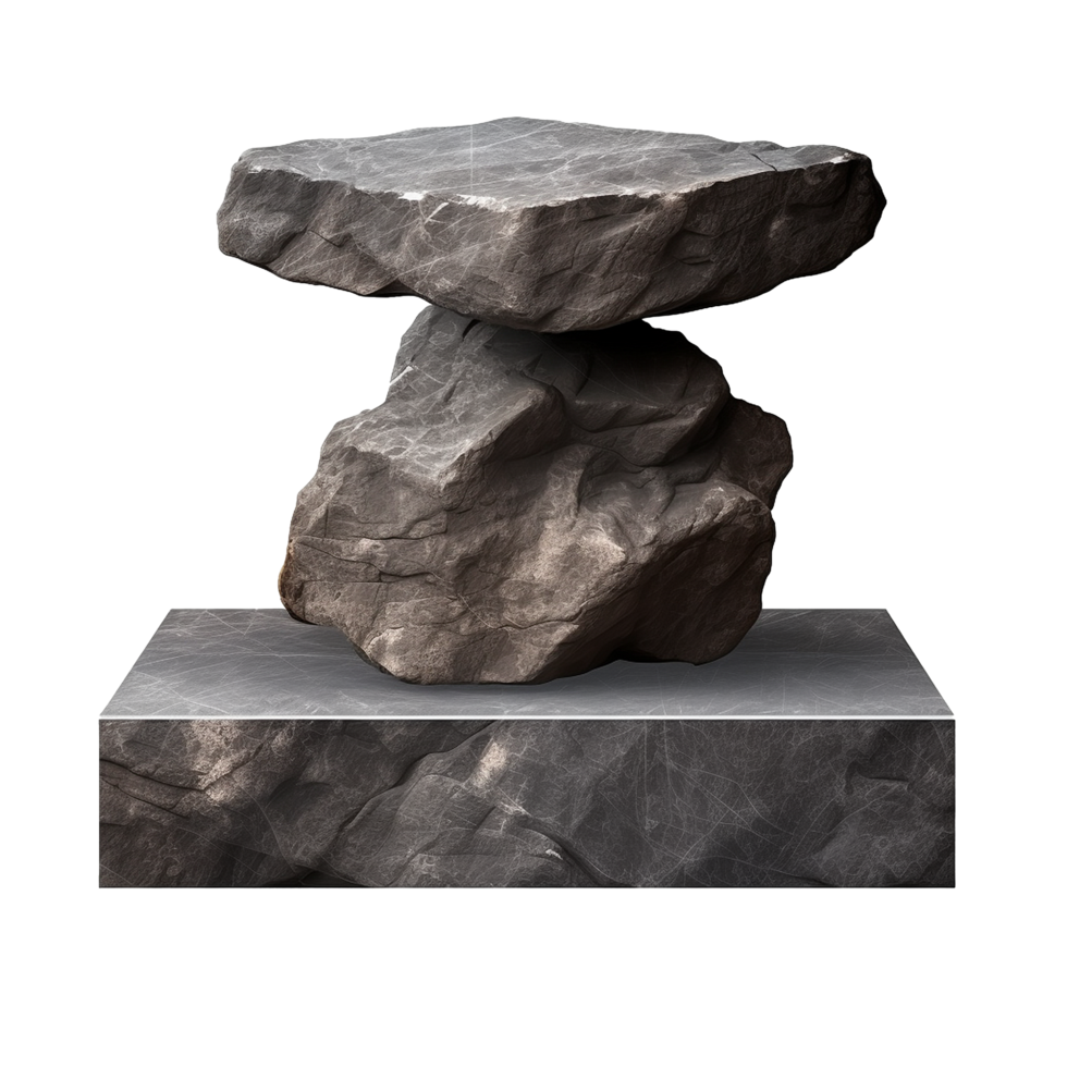 AI generated Rock stone podium png isolated on transparent background