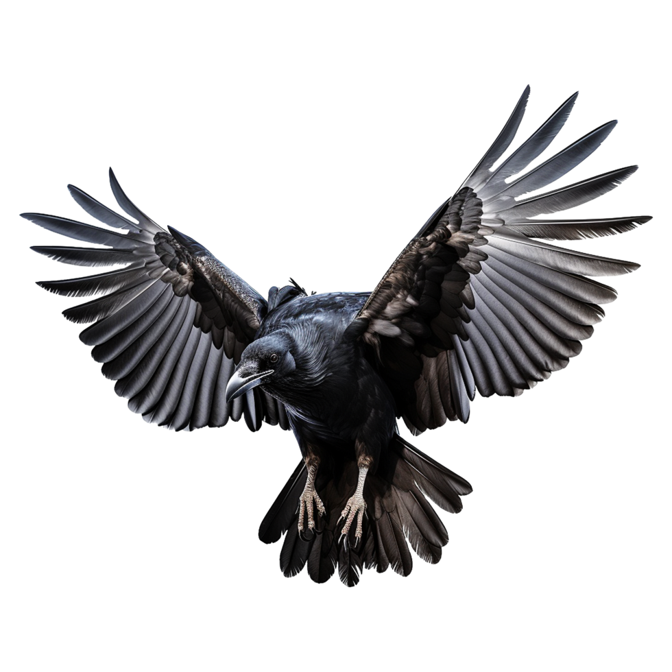 AI generated Flying raven isolated on transparent background png