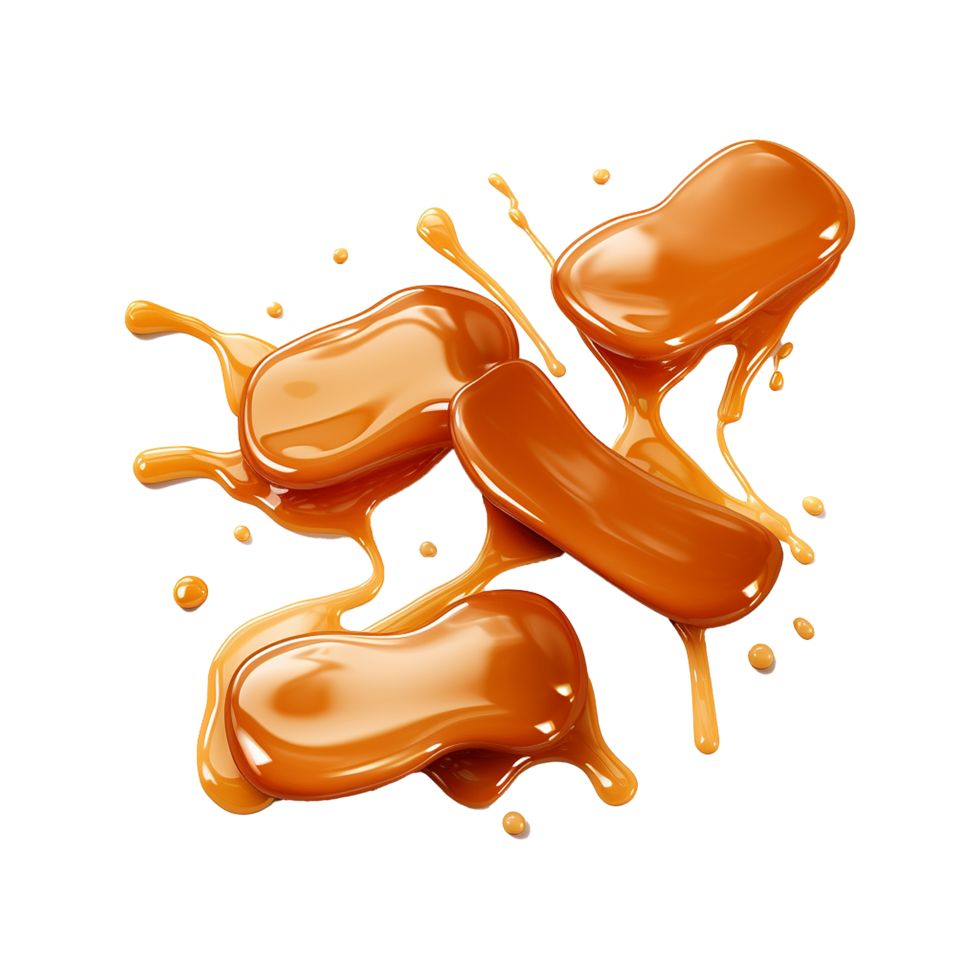 AI generated Caramel candies isolated on transparent background png