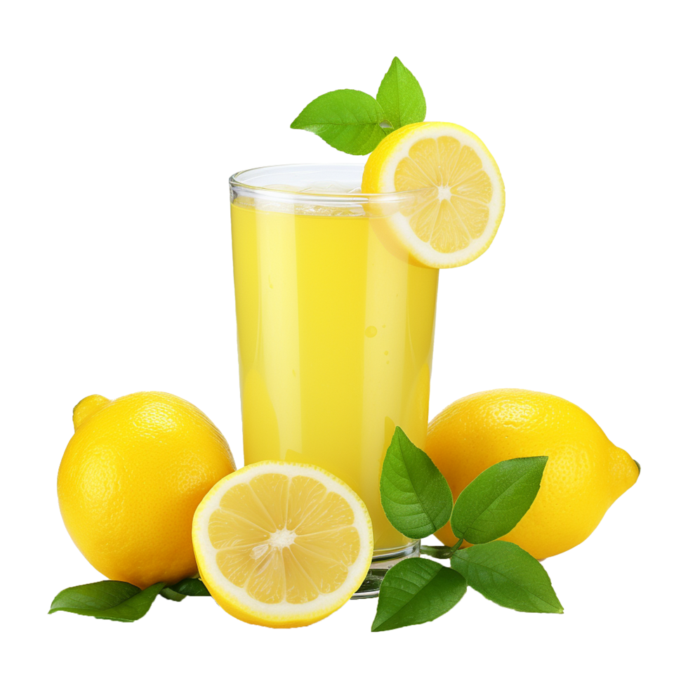 AI generated Fruity lemon juice isolated on transparent background png