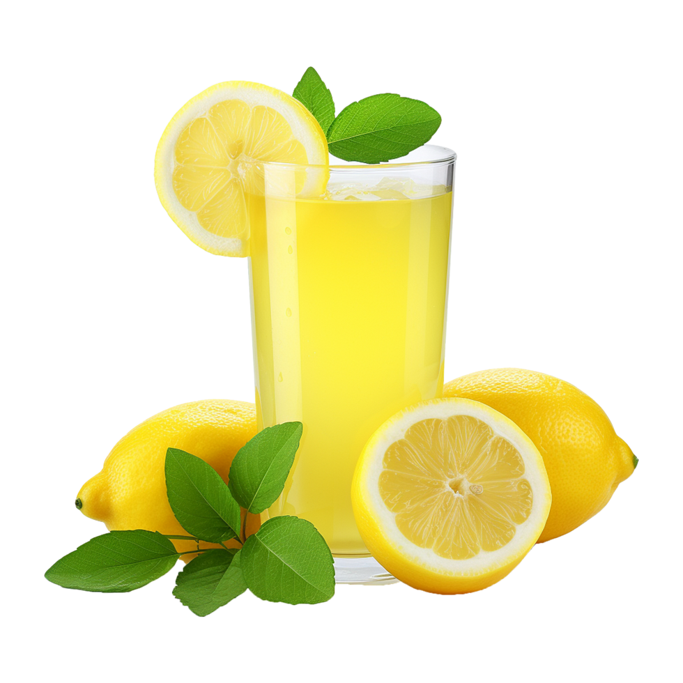 AI generated Fruity lemon juice isolated on transparent background png