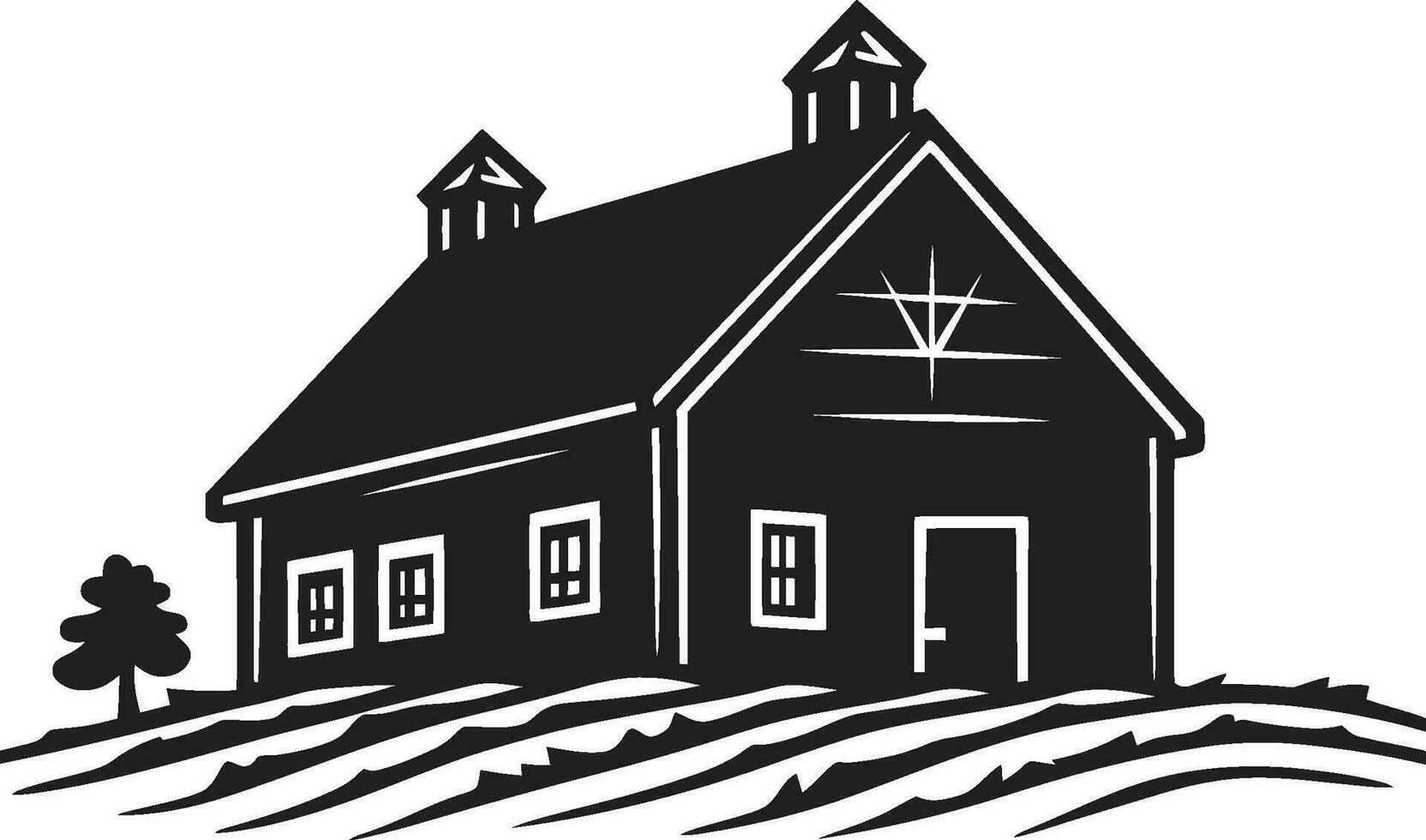 Pastoral Homestead Symbol Farmhouse Vector Icon Design Harvest Oasis Residence Farmers House Vector Emblem