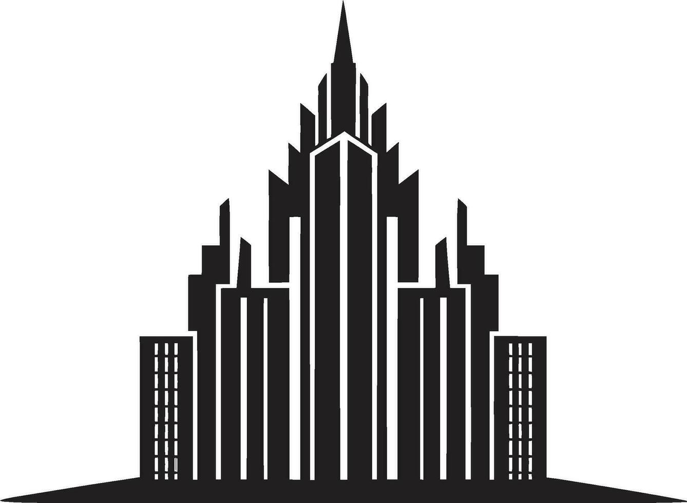 metropolitano multipiso bosquejo paisaje urbano vector logo icono rascacielos ciudad Plano multipiso vector logo diseño