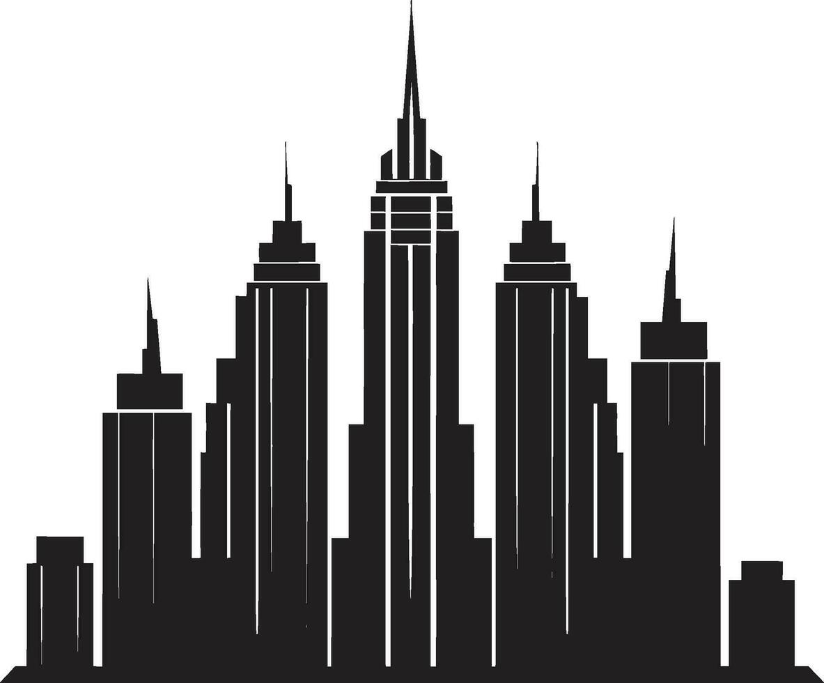 Skyline Multifloor Design Multifloor Vector Logo Icon Metropolitan Heights Sketch Cityscape Building in Vector Icon