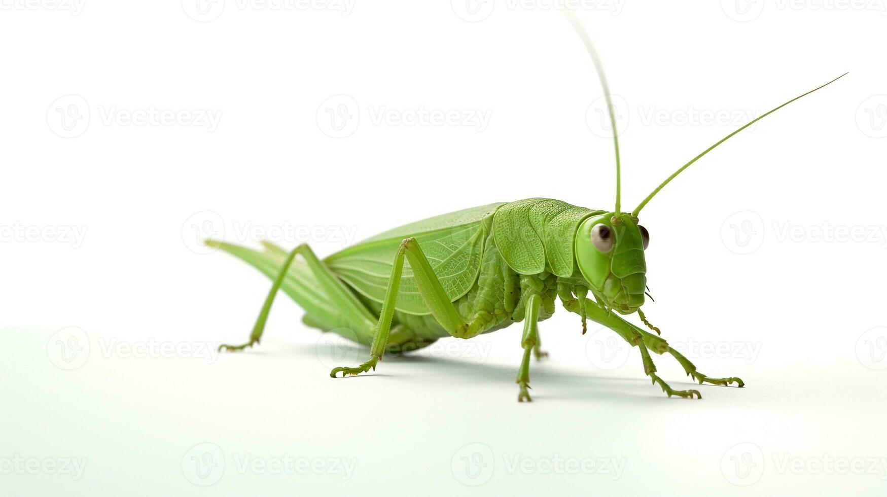 AI generated Photo of Katydid isolated on white background. Generative AI