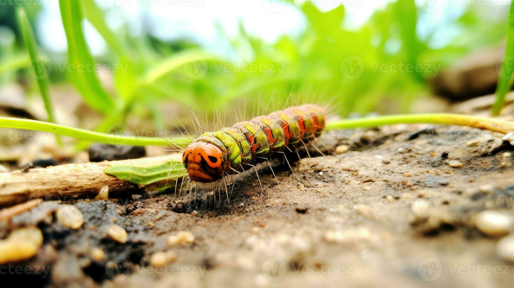 ai generado foto de oruga en un suelo. generativo ai