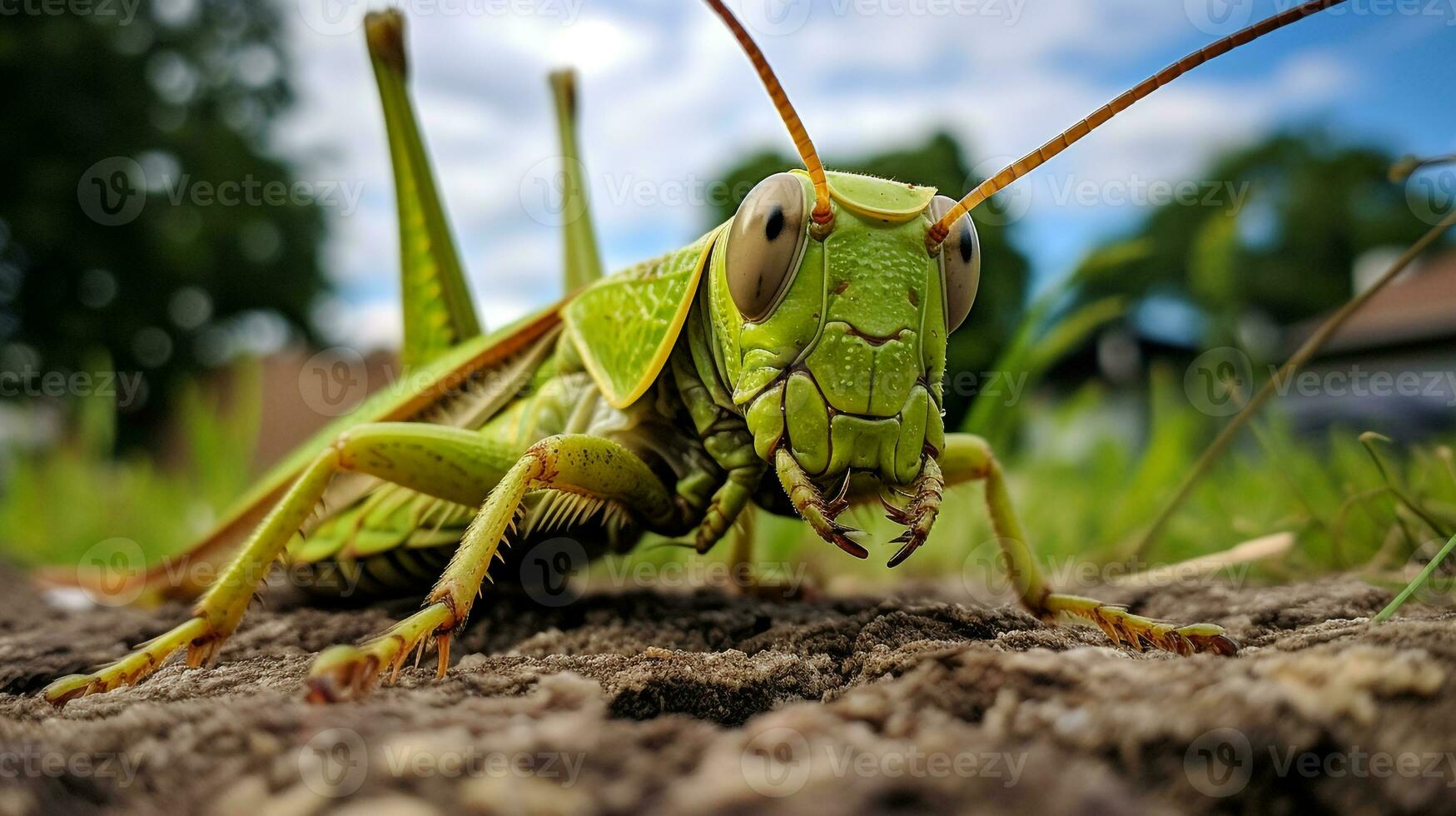 ai generado foto de saltamontes en un suelo. generativo ai