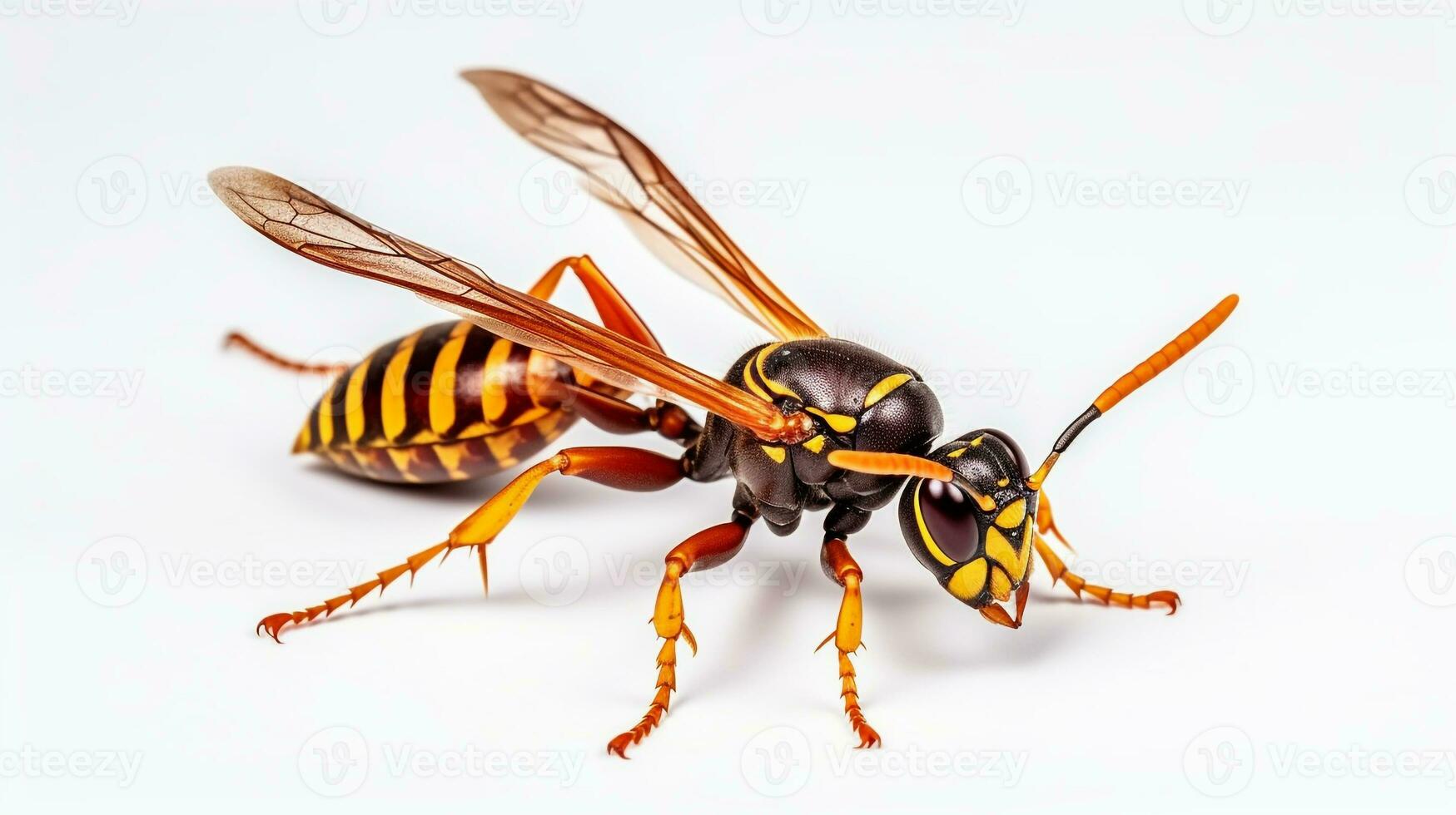 AI generated Photo of Paper Wasp isolated on white background. Generative AI