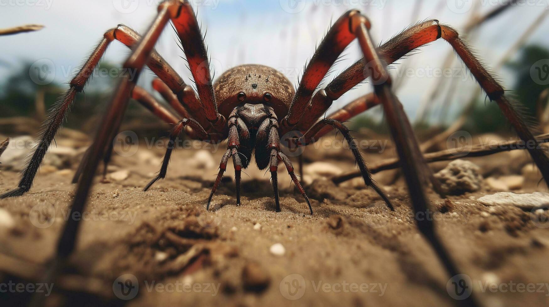 AI generated Photo of Harvestman Spider on a ground. Generative AI