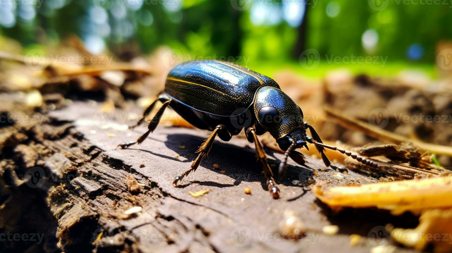 AI generated Photo of Ground Beetle on a ground. Generative AI