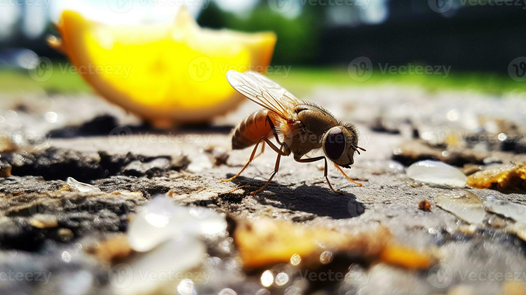 AI generated Photo of Fruit Fly on a ground. Generative AI