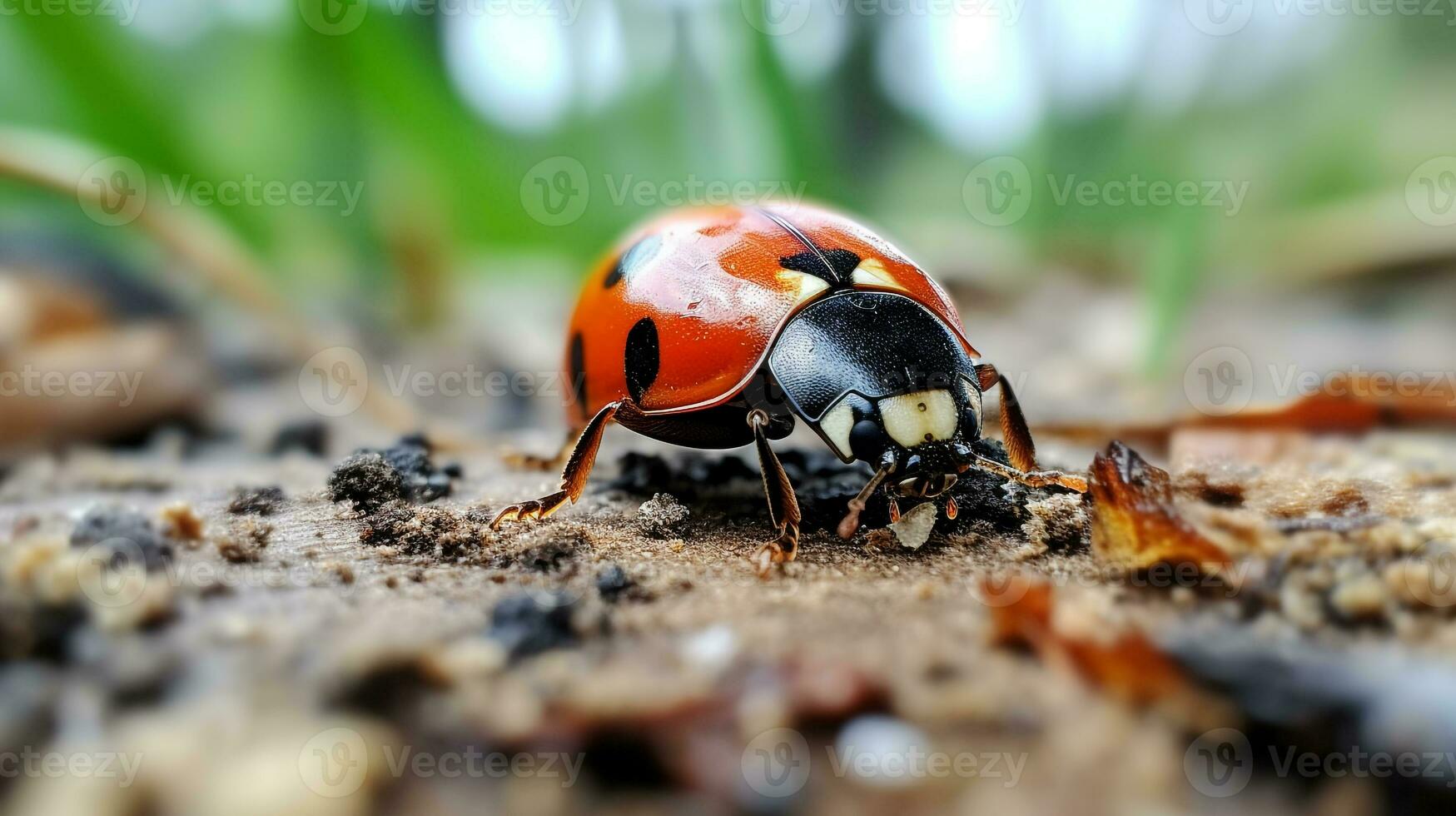 AI generated Photo of Ladybird Beetle on a ground. Generative AI