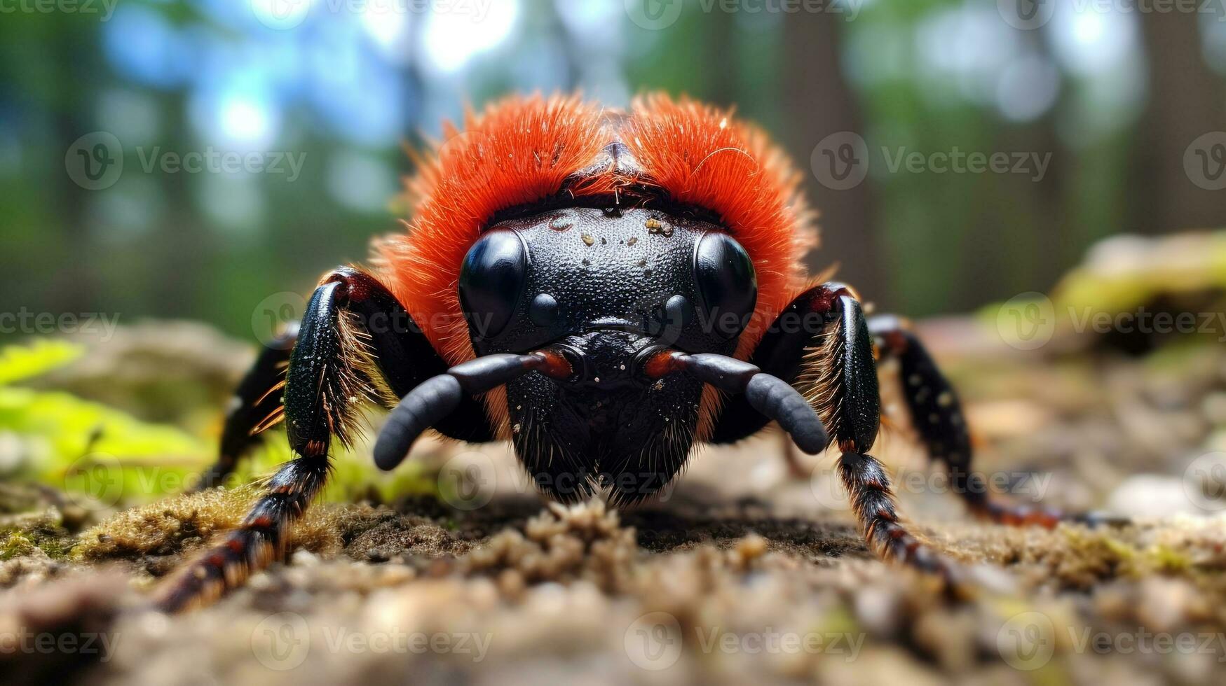 AI generated Photo of Velvet Ant on a ground. Generative AI