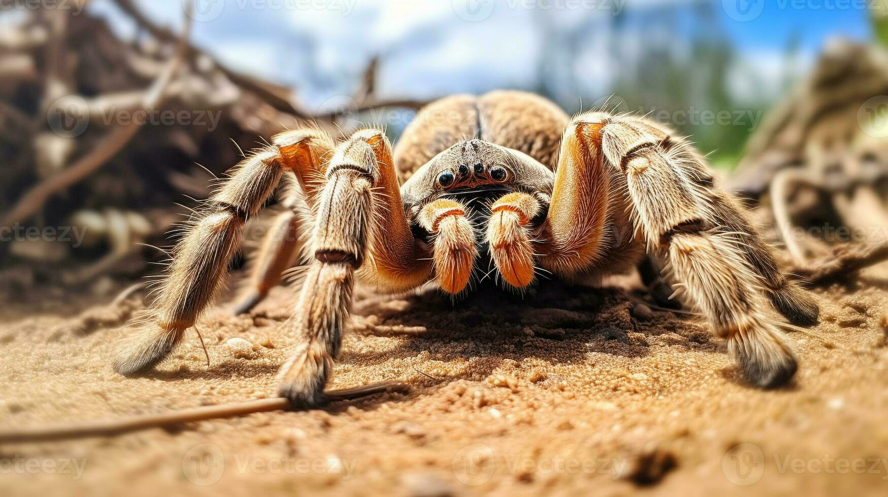 AI generated Photo of Tarantula on a ground. Generative AI