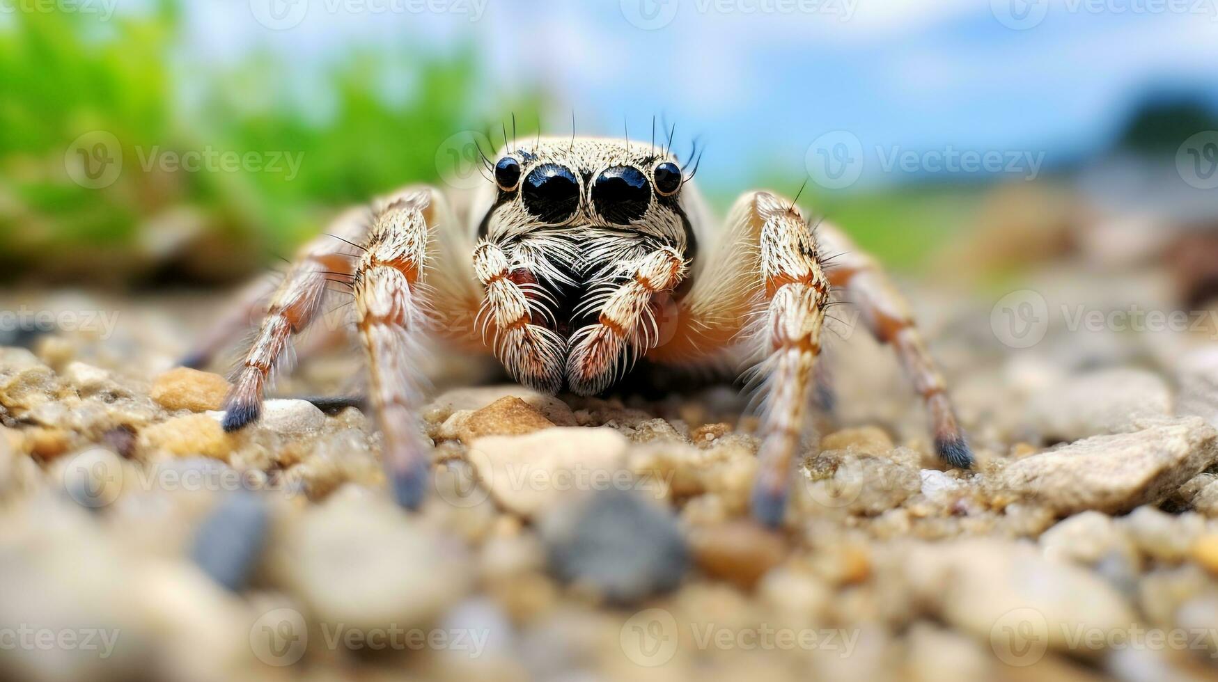 AI generated Photo of Jumping Spider on a ground. Generative AI