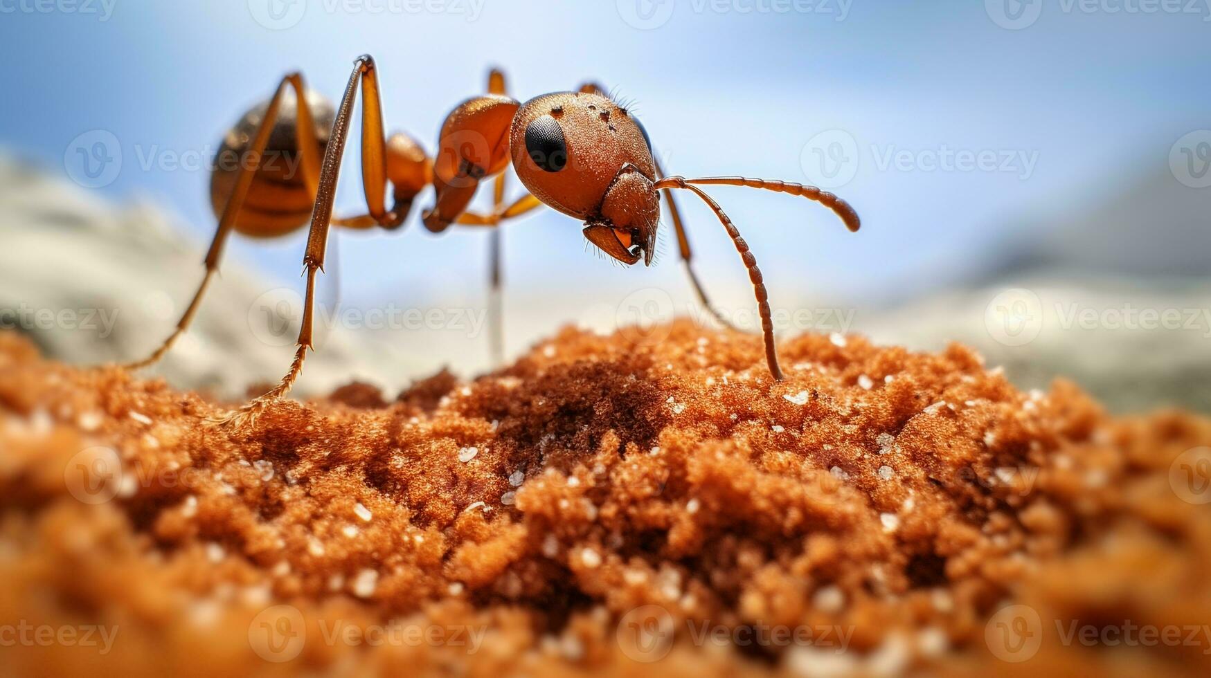 AI generated Photo of Weaver Ant on a ground. Generative AI